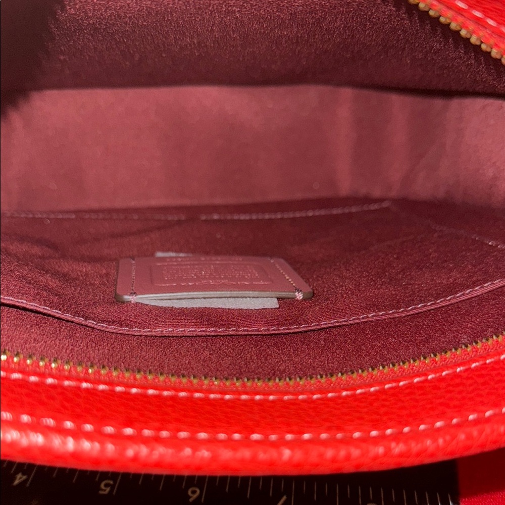 Coach Red Pebbled Leather Dempsey File Bag - Picture 5 of 5